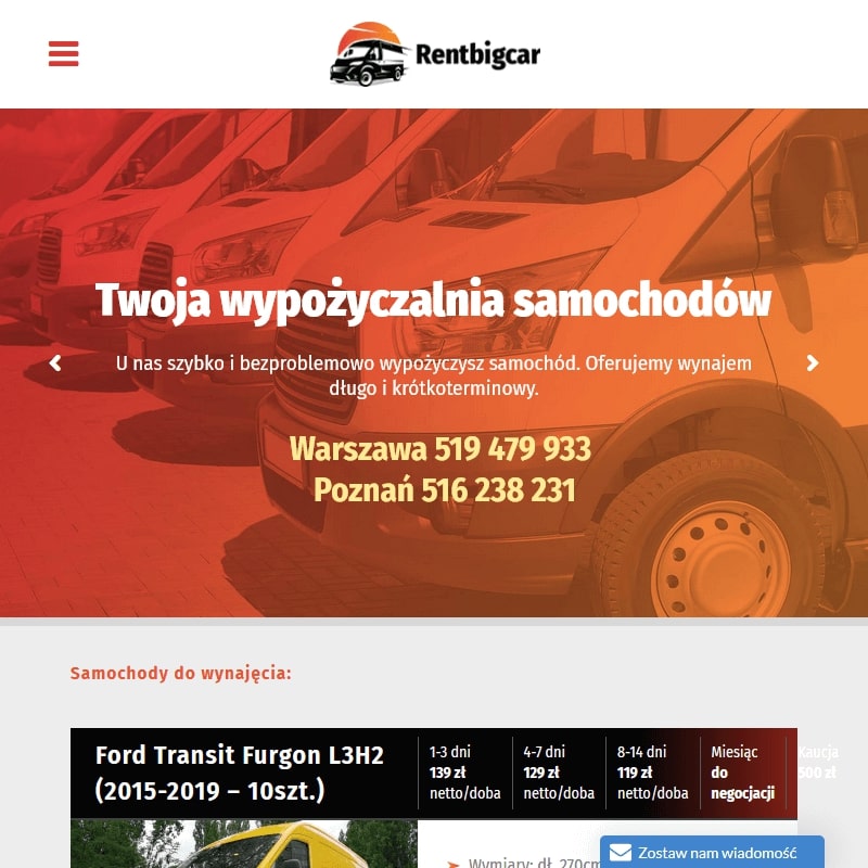 Września - wypożyczalnia aut dostawczych łowicz