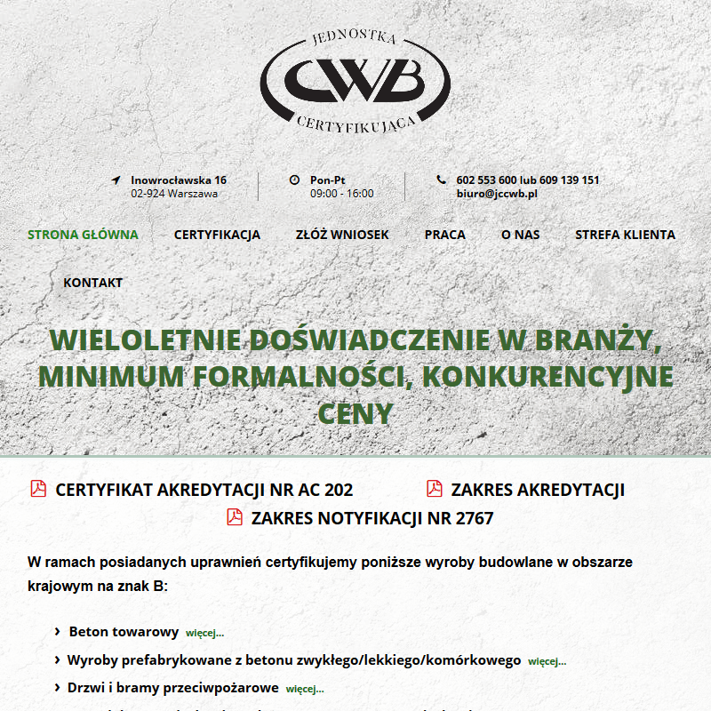 Certyfikacja en 206 - Warszawa